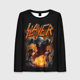 Женский лонгслив 3D с принтом Slayer в городе Новоалтайск, 100% полиэстер | длинные рукава, круглый вырез горловины, полуприлегающий силуэт | metal | slayer | группы | метал | музыка | рок | трэш метал