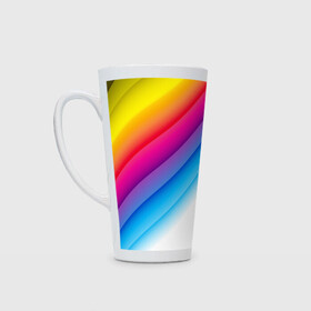 Кружка Латте с принтом РАДУЖНЫЕ ПОЛОСЫ | RAINBOW (Z) в городе Новоалтайск, Белая керамика | Объем 480 мл; Высота 150 мм; Диаметр 90 мм | abstraction | colors | geometry | lines | paints | rainbow | stripes | texture | абстракция | краски | полосы | радуга | радужные полосы | текстура
