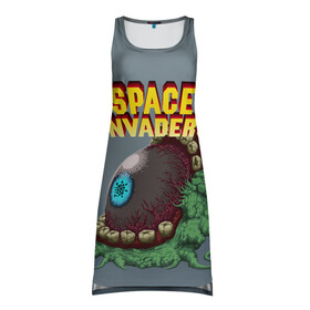 Платье-майка 3D с принтом Boss | Space Invaders | Old game (Z) в городе Новоалтайск, 100% полиэстер | полуприлегающий силуэт, широкие бретели, круглый вырез горловины, удлиненный подол сзади. | boss | dendy | invaders | nintendo | shootem up | space invaders | денди | захватчики | космические захватчики | су имбэ | чужаки