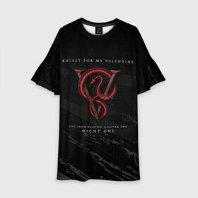 Детское платье 3D с принтом Live From Brixton: Chapter Two - Bullet for My Valentine в городе Новоалтайск, 100% полиэстер | прямой силуэт, чуть расширенный к низу. Круглая горловина, на рукавах — воланы | bullet for my valentine | jeff killed john | matthew tuck | michael paget | булет фор май валентайн | джефф убил джона | майкл пэджет | метал | музыка | мэтт | мэттью так | пуля для моей возлюбленной | рок группа