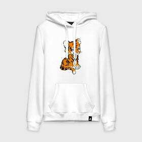 Женская толстовка хлопок с принтом Little Tiger в городе Новоалтайск, френч-терри, мягкий теплый начес внутри (100% хлопок) | карман-кенгуру, эластичные манжеты и нижняя кромка, капюшон с подкладом и шнурком | 2022 | animal | cat | lion | tiger | год тигра | животные | зверь | зубы | кот | кошка | лев | охотник | полосатый | природа | тигр | тигренок | тигрица | хищник