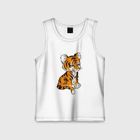 Детская майка хлопок с принтом Little Tiger в городе Новоалтайск,  |  | 2022 | animal | cat | lion | tiger | год тигра | животные | зверь | зубы | кот | кошка | лев | охотник | полосатый | природа | тигр | тигренок | тигрица | хищник
