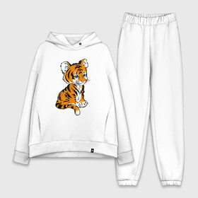 Женский костюм хлопок Oversize с принтом Little Tiger в городе Новоалтайск,  |  | 2022 | animal | cat | lion | tiger | год тигра | животные | зверь | зубы | кот | кошка | лев | охотник | полосатый | природа | тигр | тигренок | тигрица | хищник