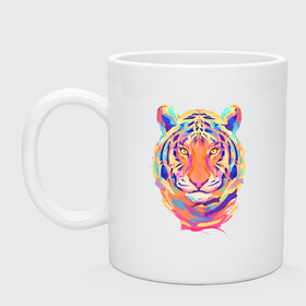 Кружка керамическая с принтом Color Tiger в городе Новоалтайск, керамика | объем — 330 мл, диаметр — 80 мм. Принт наносится на бока кружки, можно сделать два разных изображения | 2022 | animal | cat | lion | tiger | год тигра | животные | зверь | зубы | кот | кошка | лев | охотник | полосатый | природа | тигр | тигренок | тигрица | хищник