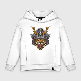Детское худи Oversize хлопок с принтом Tiger Samurai в городе Новоалтайск, френч-терри — 70% хлопок, 30% полиэстер. Мягкий теплый начес внутри —100% хлопок | боковые карманы, эластичные манжеты и нижняя кромка, капюшон на магнитной кнопке | 2022 | animal | cat | japan | lion | tiger | год тигра | животные | зверь | зубы | кот | кошка | лев | охотник | полосатый | природа | самурай | тигр | тигренок | тигрица | хищник | япония