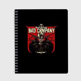 Тетрадь с принтом BAD COMPANY - Five Finger Death Punch в городе Новоалтайск, 100% бумага | 48 листов, плотность листов — 60 г/м2, плотность картонной обложки — 250 г/м2. Листы скреплены сбоку удобной пружинной спиралью. Уголки страниц и обложки скругленные. Цвет линий — светло-серый
 | 5fdp | 5фдп | ffdp | five finger death punch | ivan lewis greening | ivan moody | айвен льюис грининг | метал группа | рок группа | файв фингер дед панч | ффдп