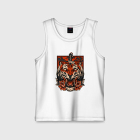 Детская майка хлопок с принтом Red Tiger в городе Новоалтайск,  |  | 2022 | animal | cat | lion | tiger | год тигра | животные | зверь | зубы | кот | кошка | лев | охотник | полосатый | природа | тигр | тигренок | тигрица | хищник