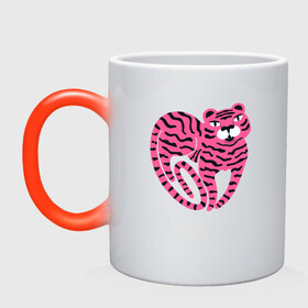 Кружка хамелеон с принтом Pink Tiger в городе Новоалтайск, керамика | меняет цвет при нагревании, емкость 330 мл | 2022 | animal | cat | lion | tiger | год тигра | животные | зверь | зубы | кот | кошка | лев | охотник | полосатый | природа | тигр | тигренок | тигрица | хищник