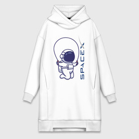 Платье-худи хлопок с принтом Освоение космоса в городе Новоалтайск,  |  | astronaut | development | elon musk | future | revolution | space x | spacesuit | будущее | илон маск | космонавт | космос | развитие | революция | скафандр