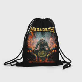 Рюкзак-мешок 3D с принтом Megadeth в городе Новоалтайск, 100% полиэстер | плотность ткани — 200 г/м2, размер — 35 х 45 см; лямки — толстые шнурки, застежка на шнуровке, без карманов и подкладки | megadeth | metal | trash metal | группы | метал | музыка | рок | треш метал