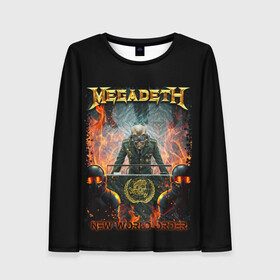 Женский лонгслив 3D с принтом Megadeth в городе Новоалтайск, 100% полиэстер | длинные рукава, круглый вырез горловины, полуприлегающий силуэт | megadeth | metal | trash metal | группы | метал | музыка | рок | треш метал