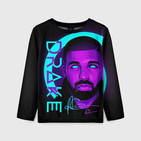 Детский лонгслив 3D с принтом Drake в городе Новоалтайск, 100% полиэстер | длинные рукава, круглый вырез горловины, полуприлегающий силуэт
 | certified lover boy | drake | rap | дрейк | музыка | неон | обри дрейк грэм | рэп | рэпер
