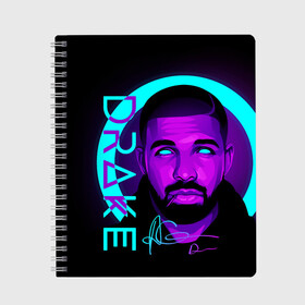 Тетрадь с принтом Drake в городе Новоалтайск, 100% бумага | 48 листов, плотность листов — 60 г/м2, плотность картонной обложки — 250 г/м2. Листы скреплены сбоку удобной пружинной спиралью. Уголки страниц и обложки скругленные. Цвет линий — светло-серый
 | certified lover boy | drake | rap | дрейк | музыка | неон | обри дрейк грэм | рэп | рэпер