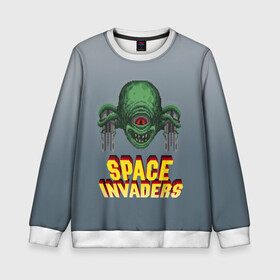 Детский свитшот 3D с принтом Space Invaders | Old game (Z) в городе Новоалтайск, 100% полиэстер | свободная посадка, прямой крой, мягкая тканевая резинка на рукавах и понизу свитшота | dendy | invaders | nintendo | shootem up | space invaders | денди | захватчики | космические захватчики | су имбэ | чужаки