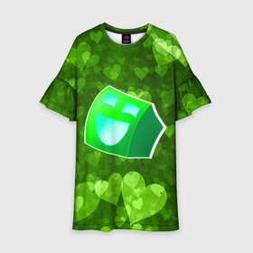 Детское платье 3D с принтом Geometry Dash | Green Love (Z) в городе Новоалтайск, 100% полиэстер | прямой силуэт, чуть расширенный к низу. Круглая горловина, на рукавах — воланы | Тематика изображения на принте: 2d | arcade | game | geometry dash | meltdown | robtop | аркада | геометри даш | геометрическая черточка | геометрический тире | раннер