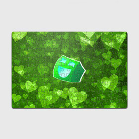 Головоломка Пазл магнитный 126 элементов с принтом Geometry Dash | Green Love (Z) в городе Новоалтайск, полимерный материал с магнитным слоем | 126 деталей, размер изделия —  180*270 мм | 2d | arcade | game | geometry dash | meltdown | robtop | аркада | геометри даш | геометрическая черточка | геометрический тире | раннер