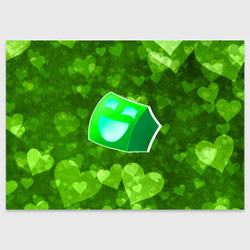 Поздравительная открытка с принтом Geometry Dash | Green Love (Z) в городе Новоалтайск, 100% бумага | плотность бумаги 280 г/м2, матовая, на обратной стороне линовка и место для марки
 | Тематика изображения на принте: 2d | arcade | game | geometry dash | meltdown | robtop | аркада | геометри даш | геометрическая черточка | геометрический тире | раннер