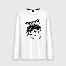 Мужской лонгслив хлопок с принтом Котенок в городе Новоалтайск, 100% хлопок |  | cat | cat art | животные | звери | кот | котенок | котик | коты | кошка | черно белый