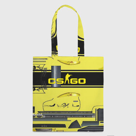 Шоппер 3D с принтом CS GO YELLOW SKIN в городе Новоалтайск, 100% полиэстер | Плотность: 200 г/м2; Размер: 34×35 см; Высота лямок: 30 см | awp | counter strike | cs go | skin cs | team cs | скины оружия