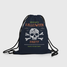 Рюкзак-мешок 3D с принтом Halloween Party в городе Новоалтайск, 100% полиэстер | плотность ткани — 200 г/м2, размер — 35 х 45 см; лямки — толстые шнурки, застежка на шнуровке, без карманов и подкладки | halloween | holiday | pumpkin | samayn | vampire | zombie | вампир | ведьма | вечеринка | день всех святых | зомби | карнавал | маскарад | мертвец | оборотень | привидение | самайн | светильник джека | страшный джек | труп