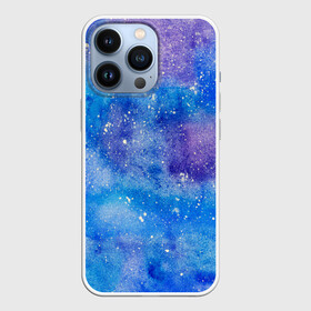 Чехол для iPhone 13 Pro с принтом Акварельные разводы и брызги красок в городе Новоалтайск,  |  | Тематика изображения на принте: abstract | art | paint | space | watercolor | абстракция | акварель | арт | брызги красок | искусство | космос | краски | красочный | небо | облака | потертости | пятна | разводы красок | рисунок | синий фон | текстура