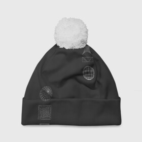 Шапка 3D c помпоном с принтом Carbon StreetWear в городе Новоалтайск, 100% полиэстер | универсальный размер, печать по всей поверхности изделия | Тематика изображения на принте: carbon | casual | streetstyle | streetwear | абстракция | карбон | уличный стиль | фигуры