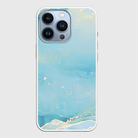 Чехол для iPhone 13 Pro с принтом Голубая Акварель в городе Новоалтайск,  |  | Тематика изображения на принте: волны | золото | золотой | камень | красивый | краски | мрамор | пастель | разводы | текстура | узор