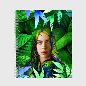 Тетрадь с принтом BILLIE EILISH | БИЛЛИ АЙЛИШ (Z) в городе Новоалтайск, 100% бумага | 48 листов, плотность листов — 60 г/м2, плотность картонной обложки — 250 г/м2. Листы скреплены сбоку удобной пружинной спиралью. Уголки страниц и обложки скругленные. Цвет линий — светло-серый
 | be | billie | billie eilish | blohsh | ghoul | айлиш | билли | билли айлиш | бэрд | пайрат | пайрат бэрд