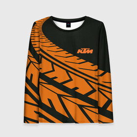 Женский лонгслив 3D с принтом ORANGE KTM | КТМ (Z) в городе Новоалтайск, 100% полиэстер | длинные рукава, круглый вырез горловины, полуприлегающий силуэт | enduro | ktm | moto | moto sport | motocycle | sportmotorcycle | ктм | мото | мото спорт | мотоспорт | спорт мото