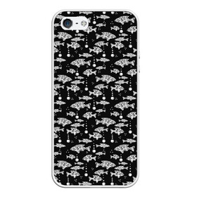 Чехол для iPhone 5/5S матовый с принтом Узор для рыбака  в городе Новоалтайск, Силикон | Область печати: задняя сторона чехла, без боковых панелей | Тематика изображения на принте: абстрактная рыба | аквариум | вода | гороскоп | детский | мужской | пузыри | рыба | рыбалка | рыбка | черно белый