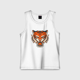 Детская майка хлопок с принтом Super Tiger в городе Новоалтайск,  |  | 2022 | animal | cat | lion | tiger | год тигра | животные | зверь | зубы | кот | кошка | лев | охотник | полосатый | природа | тигр | тигренок | тигрица | хищник