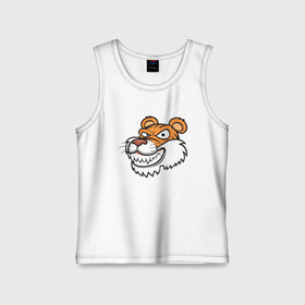 Детская майка хлопок с принтом Хитрый Тигр в городе Новоалтайск,  |  | 2022 | animal | cat | lion | tiger | год тигра | животные | зверь | зубы | кот | кошка | лев | охотник | полосатый | природа | тигр | тигренок | тигрица | хищник