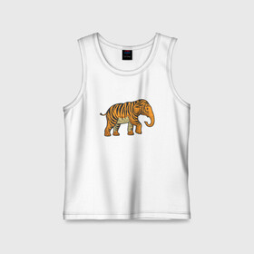 Детская майка хлопок с принтом Тигровый слон в городе Новоалтайск,  |  | 2022 | animal | cat | elephant | lion | tiger | африка | год тигра | животные | зверь | зубы | кот | кошка | лев | охотник | полосатый | природа | слон | слоненок | тигр | тигренок | тигрица | хищник