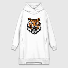 Платье-худи хлопок с принтом Голова тигра в городе Новоалтайск,  |  | 2022 | animal | cat | lion | tiger | год тигра | животные | зверь | зубы | кот | кошка | лев | охотник | полосатый | природа | тигр | тигренок | тигрица | хищник