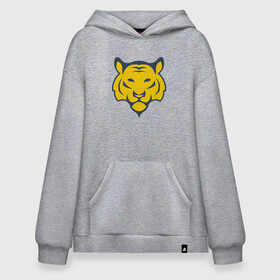 Худи SuperOversize хлопок с принтом Yellow Tiger в городе Новоалтайск, 70% хлопок, 30% полиэстер, мягкий начес внутри | карман-кенгуру, эластичная резинка на манжетах и по нижней кромке, двухслойный капюшон
 | 2022 | animal | cat | lion | tiger | год тигра | животные | зверь | зубы | кот | кошка | лев | охотник | полосатый | природа | тигр | тигренок | тигрица | хищник