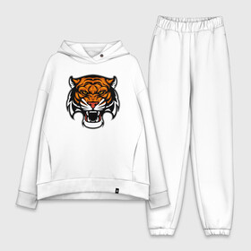 Женский костюм хлопок Oversize с принтом Оскал в городе Новоалтайск,  |  | 2022 | animal | cat | lion | tiger | год тигра | животные | зверь | зубы | кот | кошка | лев | охотник | полосатый | природа | тигр | тигренок | тигрица | хищник