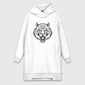 Платье-худи хлопок с принтом White Tiger в городе Новоалтайск,  |  | 2022 | animal | cat | lion | tiger | год тигра | животные | зверь | зубы | кот | кошка | лев | охотник | полосатый | природа | тигр | тигренок | тигрица | хищник