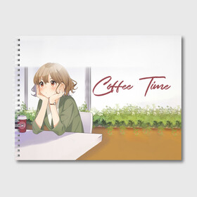 Альбом для рисования с принтом Mishima Coffee Time в городе Новоалтайск, 100% бумага
 | матовая бумага, плотность 200 мг. | anime | gotou | hige wo soru | higehiro | ogiwara | sayu | yoshida | аниме | ёсида | огивара | привёл домой старшеклассницу | приютил школьницу | саю | школьница | я побрился