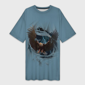 Платье-футболка 3D с принтом ОРЕЛ СКВОЗЬ ТКАНЬ в городе Новоалтайск,  |  | animal | bird | eagle | hunter | power | гордый | гроза | животные | звери | молния | мощь | орел | природа | птица | сила | хищник
