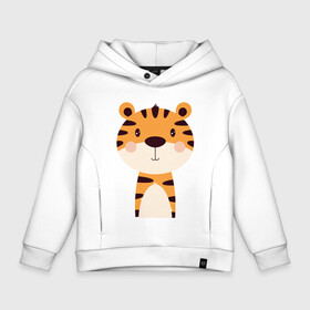 Детское худи Oversize хлопок с принтом Cartoon Tiger в городе Новоалтайск, френч-терри — 70% хлопок, 30% полиэстер. Мягкий теплый начес внутри —100% хлопок | боковые карманы, эластичные манжеты и нижняя кромка, капюшон на магнитной кнопке | Тематика изображения на принте: 2022 | animal | cat | lion | tiger | год тигра | животные | зверь | зубы | кот | кошка | лев | охотник | полосатый | природа | тигр | тигренок | тигрица | хищник