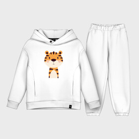 Детский костюм хлопок Oversize с принтом Cartoon Tiger в городе Новоалтайск,  |  | Тематика изображения на принте: 2022 | animal | cat | lion | tiger | год тигра | животные | зверь | зубы | кот | кошка | лев | охотник | полосатый | природа | тигр | тигренок | тигрица | хищник