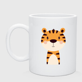 Кружка керамическая с принтом Cartoon Tiger в городе Новоалтайск, керамика | объем — 330 мл, диаметр — 80 мм. Принт наносится на бока кружки, можно сделать два разных изображения | Тематика изображения на принте: 2022 | animal | cat | lion | tiger | год тигра | животные | зверь | зубы | кот | кошка | лев | охотник | полосатый | природа | тигр | тигренок | тигрица | хищник