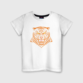 Детская футболка хлопок с принтом Orange Tiger в городе Новоалтайск, 100% хлопок | круглый вырез горловины, полуприлегающий силуэт, длина до линии бедер | 2022 | animal | cat | lion | tiger | год тигра | животные | зверь | зубы | кот | кошка | лев | охотник | полосатый | природа | тигр | тигренок | тигрица | хищник