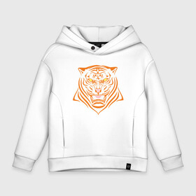 Детское худи Oversize хлопок с принтом Orange Tiger в городе Новоалтайск, френч-терри — 70% хлопок, 30% полиэстер. Мягкий теплый начес внутри —100% хлопок | боковые карманы, эластичные манжеты и нижняя кромка, капюшон на магнитной кнопке | 2022 | animal | cat | lion | tiger | год тигра | животные | зверь | зубы | кот | кошка | лев | охотник | полосатый | природа | тигр | тигренок | тигрица | хищник