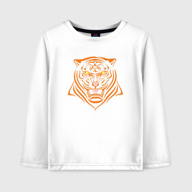 Детский лонгслив хлопок с принтом Orange Tiger в городе Новоалтайск, 100% хлопок | круглый вырез горловины, полуприлегающий силуэт, длина до линии бедер | 2022 | animal | cat | lion | tiger | год тигра | животные | зверь | зубы | кот | кошка | лев | охотник | полосатый | природа | тигр | тигренок | тигрица | хищник
