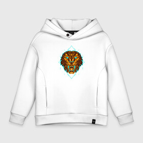 Детское худи Oversize хлопок с принтом Magic Tiger в городе Новоалтайск, френч-терри — 70% хлопок, 30% полиэстер. Мягкий теплый начес внутри —100% хлопок | боковые карманы, эластичные манжеты и нижняя кромка, капюшон на магнитной кнопке | 2022 | animal | cat | lion | tiger | год тигра | животные | зверь | зубы | кот | кошка | лев | охотник | полосатый | природа | тигр | тигренок | тигрица | хищник