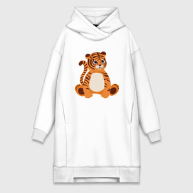 Платье-худи хлопок с принтом Fat Tiger в городе Новоалтайск,  |  | 2022 | animal | cat | lion | tiger | год тигра | животные | зверь | зубы | кот | кошка | лев | охотник | полосатый | природа | тигр | тигренок | тигрица | хищник