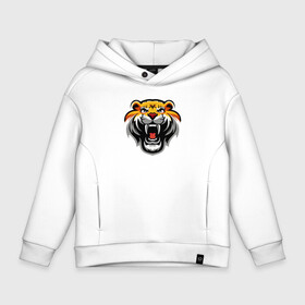Детское худи Oversize хлопок с принтом Power Tiger в городе Новоалтайск, френч-терри — 70% хлопок, 30% полиэстер. Мягкий теплый начес внутри —100% хлопок | боковые карманы, эластичные манжеты и нижняя кромка, капюшон на магнитной кнопке | 2022 | animal | cat | lion | tiger | год тигра | животные | зверь | зубы | кот | кошка | лев | охотник | полосатый | природа | тигр | тигренок | тигрица | хищник