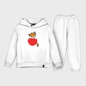 Детский костюм хлопок Oversize с принтом Tiger Love в городе Новоалтайск,  |  | Тематика изображения на принте: 2022 | animal | cat | heart | lion | love | tiger | год тигра | животные | зверь | зубы | кот | кошка | лев | люблю | любовь | охотник | полосатый | природа | сердце | тигр | тигренок | тигрица | хищник