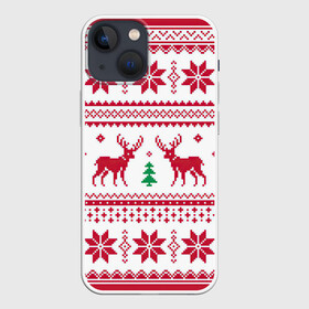 Чехол для iPhone 13 mini с принтом Зимняя ночь в городе Новоалтайск,  |  | арт | вязаный рисунок | вязь | дерево | ёлка | ёлки | ель | новый год | олени | олень | рисунок | рождество | снег | снежинка | снежинки